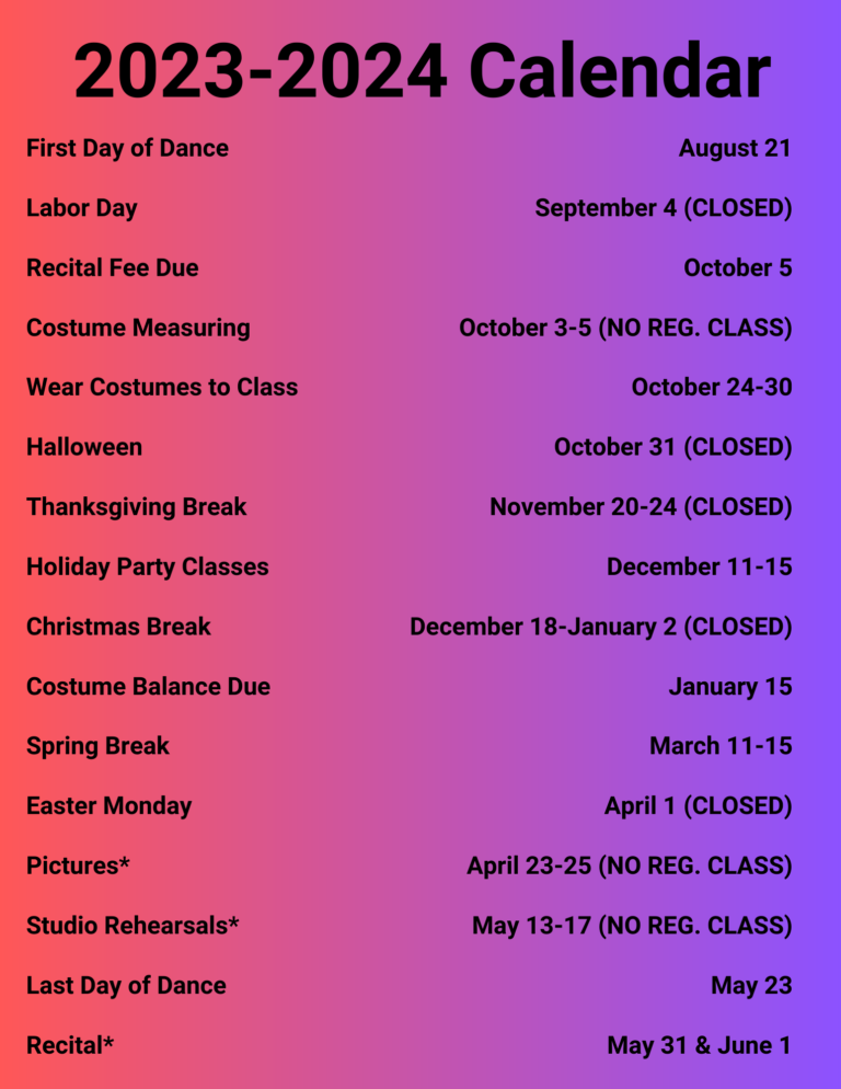 Calendar Leap Dance Center